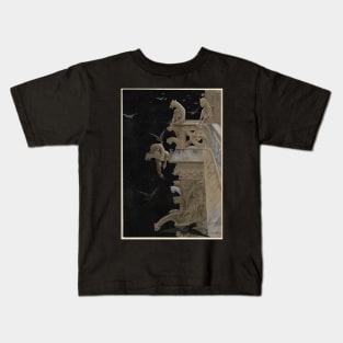 "Notre Dame de Paris" by Luc-Olivier Merson (1881) + starry sky - original painting cleaned, restored, and reimagined Kids T-Shirt